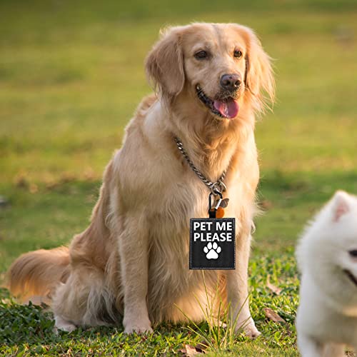 Funny Dog Leash Sleeve Pet Me Please Dog Leash Wrap Wrap Alert Hanging ID Patch Tag Pet Birthday Gift (Pet Me Please-tag)
