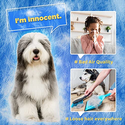 Pet Hair Removal Glove with 255 Silicone Tips for Dogs & Cats (Blue)