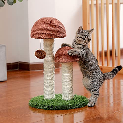 Mushroom Cat Scratching Post for Kittens & Small Cats (Mushroom Brown / 18.9")