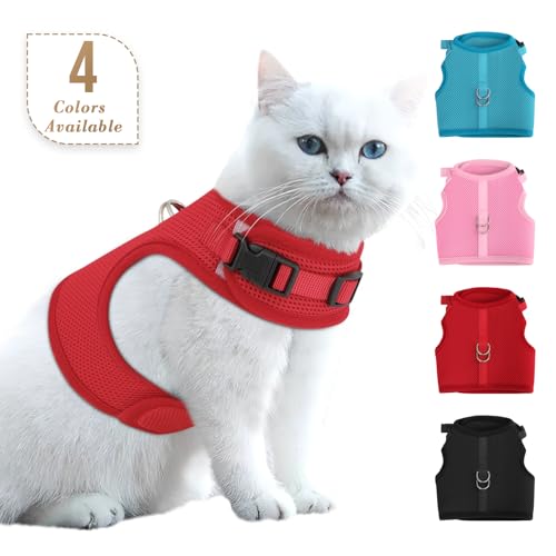 Adjustable Cat Harness with Velcro (Medium / Red)