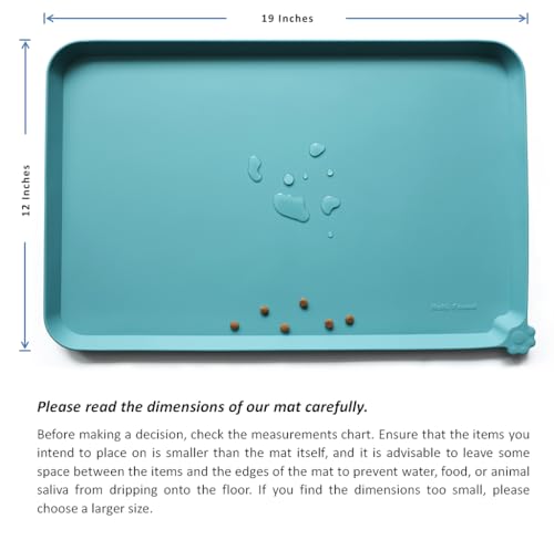 Silicone Pet Food Mats Tray (19"L x 12"W / Glacier)