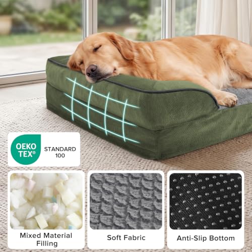 Orthopedic Medium Dog Dogs (Green / M (28"x 23"x 6.5"))