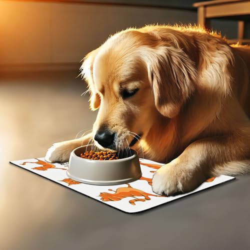 Cat Pet Mat for Food and Water (Orange White)