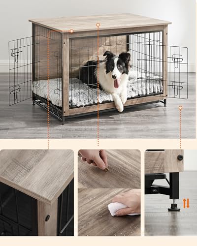 38.6" Dog Crate Furniture (Greige / 38.6"L x 25.6"W x 26.8"H)