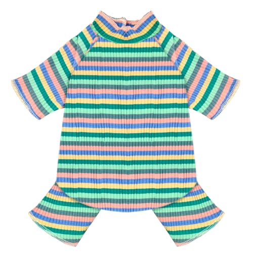Striped Dog Pajamas Stretchy Cute Four (Green / X-Large)