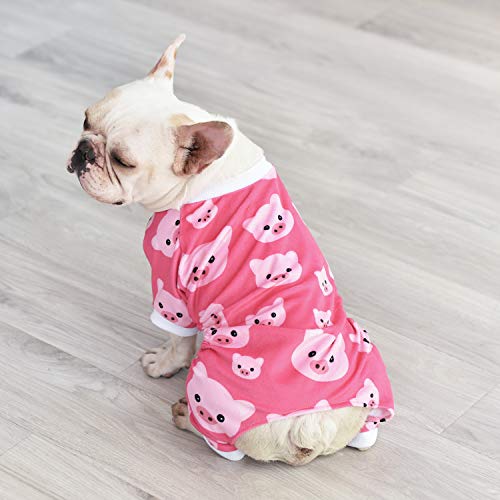 Dog Halloween Pajamas Puppy Onesies Small Dogs Soft Pjs Coat Cat Apparel Comfy Pet Christmas Clothes Outfit Doggie Bodysuit (XX-Large / A04-Pink pig)