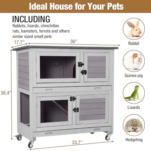 Rabbit Hutch Outdoor Indoor Bunny Cage 2 with Large Pull