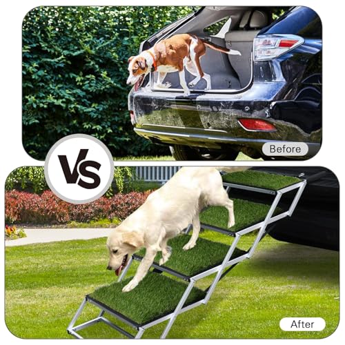 Folding Dog Stairs for Car (Green / 20In-4 Steps)