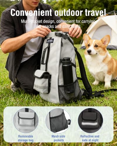 Dog Backpack Carrier for Small and Medium Dogs with Detachable Waist Bag(M) (13.3"L x 9.4"W x 24.4"H)