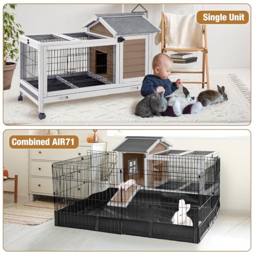 40.6" L Rabbit Hutch Indoor Outdoor Bunny Cage for 2