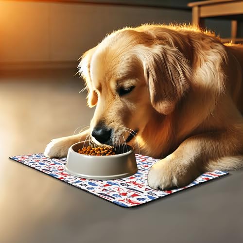Nautical Pet Mat for Food and Water (Indigo Blue)