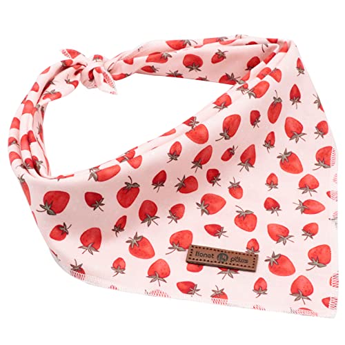 Dog Bandana Fabric Pink Dogs Kerchief for Medium Large Dogs (Strawberry / Large (Pack of 1))