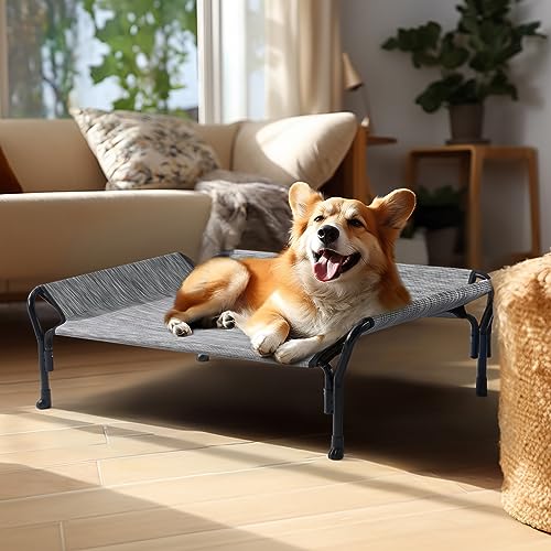 Cooling Elevated Dog Bed (Black Silver / 39.5"L x 28.0"W x 12.0"Th)