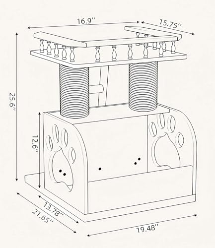 Modern Solid Wooden Cat Tree Tower (Cat Tree 25 in)