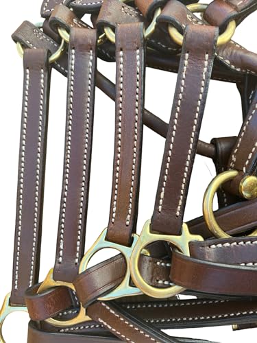 Leaders 3 4" Leather Halter for Horses with Customized Engraved Name Plate Brown Leather with Solid Brass Hardware (Draft)