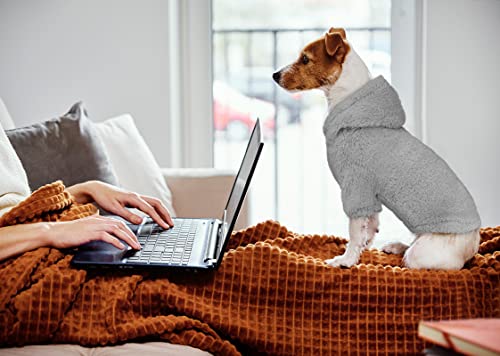 Fuzzy Dog Sweaters for Small Dogs Dog Hoodie Pet Clothes Warm Soft Cozy Coats Hooded Sweatshirt Fleece Small Pet Hoodies Sweater (X-Small / Grey)