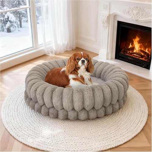 Luxury Donut Dog Bed (24.0"L x 24.0"W x 6.5"Th / Oatmeal)