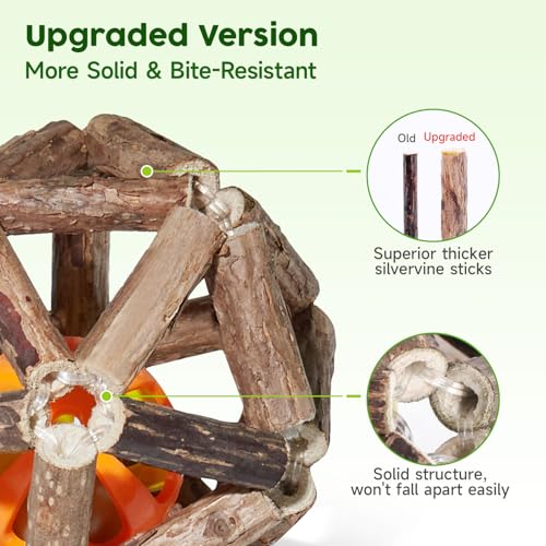 Catnip Toys 3Pcs Cat Toys Natural Silvervine Stick Cage Balls & Bell Ball for Indoor Cats