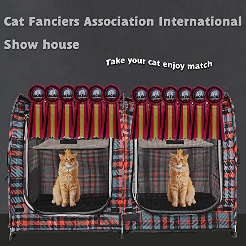 Mispace Portable Twin Compartment Show House Cat Cage (Black & Orange)