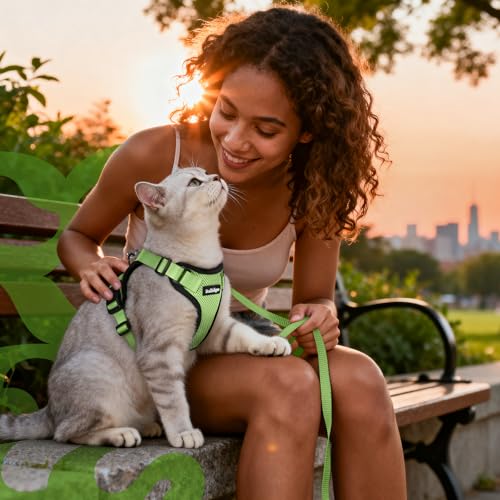 Cat Harness and Leash Set (M / Light Green)