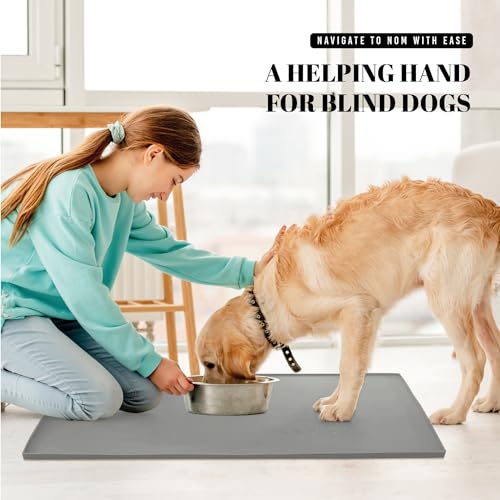 32x24 Waterproof Silicone Dog Food Mat (Grey / 32" x 24")