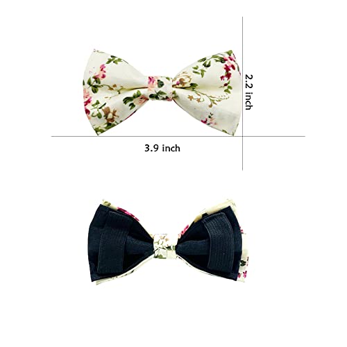 Dog Bow Ties 10 PCS Flower Pattern Adjustable Bowties for Cats & Small Medium Large Dogs Collar Charms for Birthday Wedding Parties(Flower) (Medium)