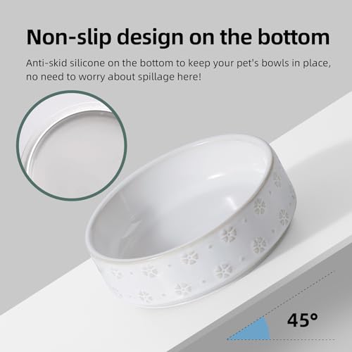 Dog Bowls Ceramic (2 Bowls-Arctic White / 1.7CUPS)