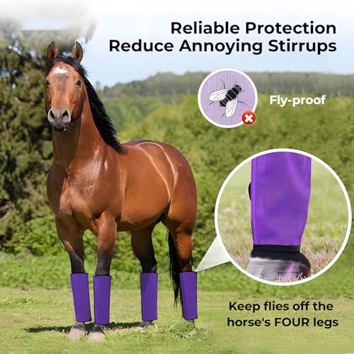 Mesh Horse Fly Boots Set of 4 (Purple)