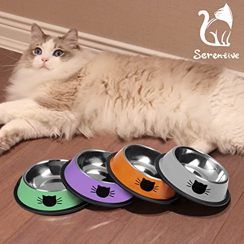 3Pcs Cat Bowls (Purple, Silver, Green / 7 oz)