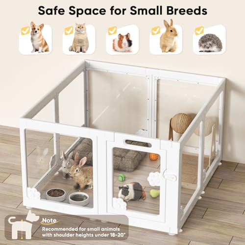 24” Acrylic Clear Dog Play Pen Indoors 8 Panels (White- 8 Panels)