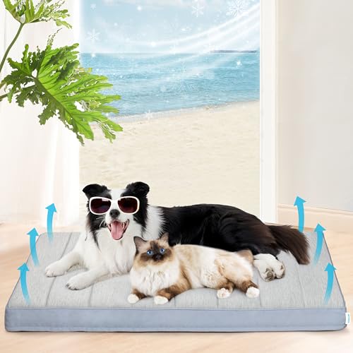 Cooling Dog Bed for 2XL Large Dogs (Grey / 47"L x 29"W x 3"H)