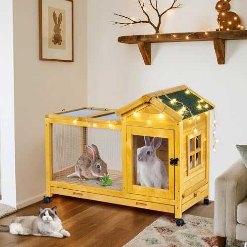 Outdoor Wooden Rabbit Cage (Yellow)