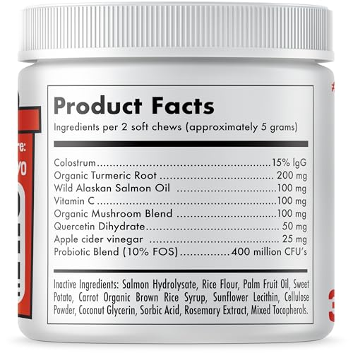 Allergy Relief Chews for Dogs & Immune & Digestive Supplement with Wild Salmon Oil Kelp Colostrum Turmeric Probiotics & Bee Pollen for Seasonal Allergies Anti Itch (Allergy / 30)
