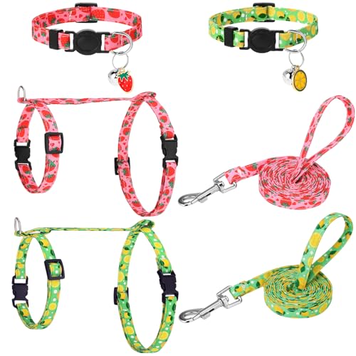 2 Pack Cat Harness and Leash Escape Proof Adjustable Cat Harness with Leash (Pink,Green)