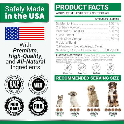 Dog Urine Neutralizer for Lawn (Green Lawn + Probiotic / 170 Chews)