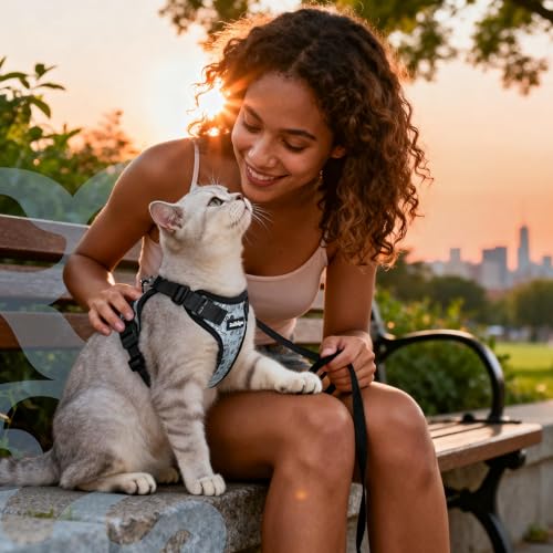 Cat Harness and Leash Set (M / Doodle Gray)