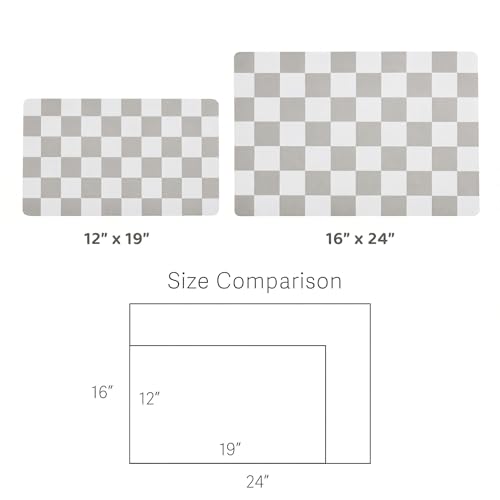 Checkered Dog Feeding Mat (19"L x 12"W / Grey)