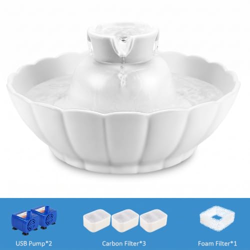 Tritone Ceramic Cat Water Fountain (White)