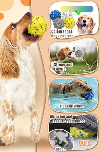 3.7'' Dog Balls for Dogs Aggressive Chewers Indestructible Tennis Durable Bouncy Interactive Dog Toy Balls for Fetch Game Floating Balls (Yellow-Large)