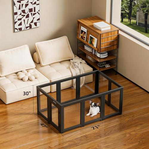 Clear Acrylic Dog Playpen Transparent Dog Playpen Indoor (Black / 30"H)