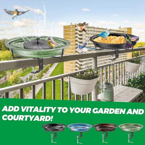 Deck Mounted Bird Bath for Outside (Retro Green)