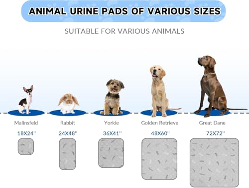 Washable Pee Pads for Dogs Large 24" x 72" 2 (Leaves - Deep Grey / Runner 24x72 Inch (Pack of 2))