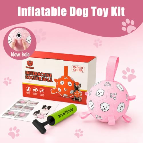 Dog Soccer Ball with Straps (Pink / Medium-6 Inch)