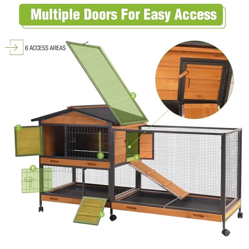 Large Rabbit Hutch Indoor Outdoor (Orange / 48.0"L x 48.0"W x 24.0"H)