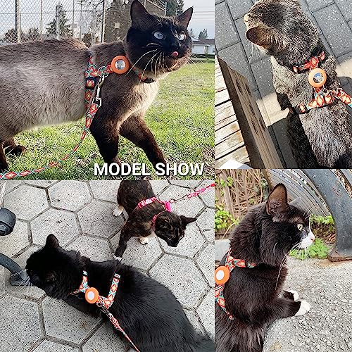 Cat Harness and Leash Escape Proof for Walking Travel Outdoor (Orange / Neck:7.6"-12" chest:10.6"-18")