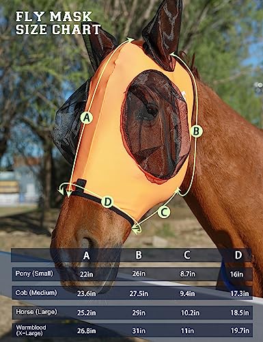 Horse Fly Mask with Ears (Red Orange / Large)