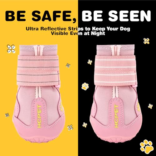Dog Boots Dog Shoes for Large Dogs (Pink / Width 2.95 in)