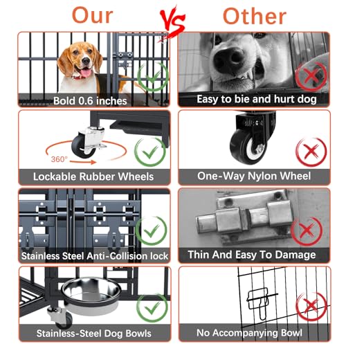 42" Stackable Heavy Duty Metal Dog Crate with Divider for 4 Dogs (42"inch for 4 Dogs / Black)