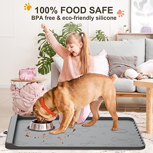 Dog Food Mat 36"x24" (Gray / 36"L x 24"W)