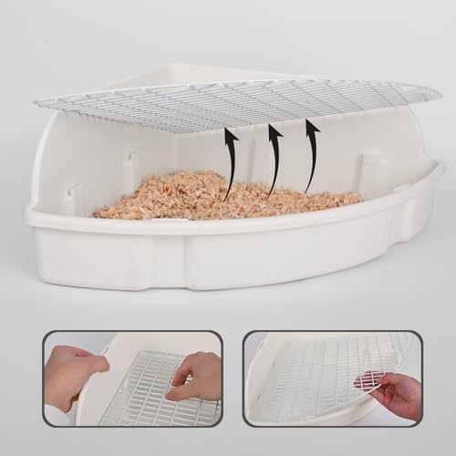 Rabbit Litter Box Large Bunny Guinea Pig Corner Litter Box Potty Trainer Bigger Pet Pan Hamster Bedding Cage Litter Fanshaped for Adult Guinea Pigs Chinchilla Ferret